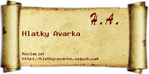 Hlatky Avarka névjegykártya